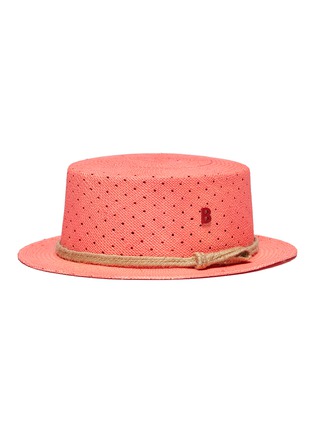 Figure View - Click To Enlarge - MY BOB - Polka dot perforated straw boater hat