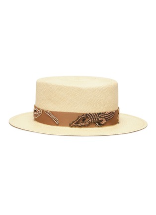 Main View - Click To Enlarge - MY BOB - Beaded straw boater hat