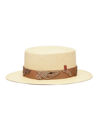 Figure View - Click To Enlarge - MY BOB - Beaded straw boater hat