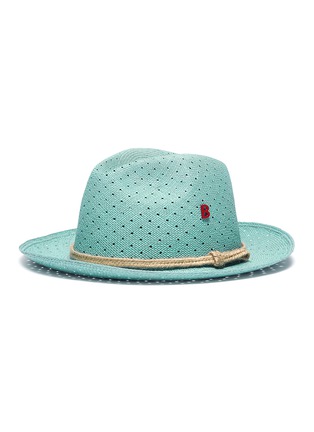 Figure View - Click To Enlarge - MY BOB - Polka dot perforated straw fedora hat