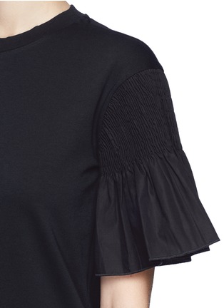 Detail View - Click To Enlarge - VICTORIA, VICTORIA BECKHAM - Smocked sleeve cotton T-shirt