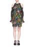 Main View - Click To Enlarge - 3.1 PHILLIP LIM - Floral print plissé pleat cold shoulder dress