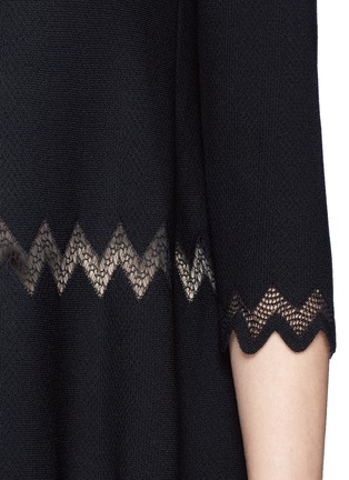 Detail View - Click To Enlarge - ALAÏA - 'Zig Zag Filet' textured stripe babydoll dress