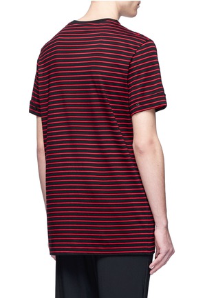 Back View - Click To Enlarge - NEIL BARRETT - Roll cuff stripe T-shirt
