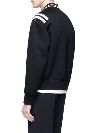 Back View - Click To Enlarge - NEIL BARRETT - Lambskin leather trim bomber jacket