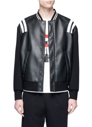 Main View - Click To Enlarge - NEIL BARRETT - Lambskin leather trim bomber jacket