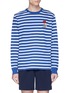 Main View - Click To Enlarge - THE UPSIDE - Rose embroidered stripe sweater