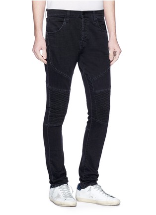 Front View - Click To Enlarge - J BRAND - 'Bearden Moto' diamond quilted knee skinny jeans