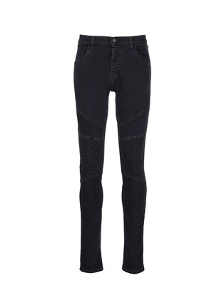Main View - Click To Enlarge - J BRAND - 'Bearden Moto' diamond quilted knee skinny jeans