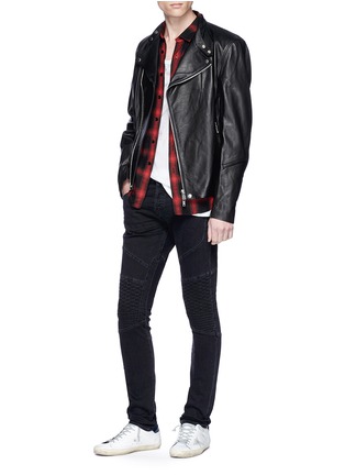 Figure View - Click To Enlarge - J BRAND - 'Bearden Moto' diamond quilted knee skinny jeans