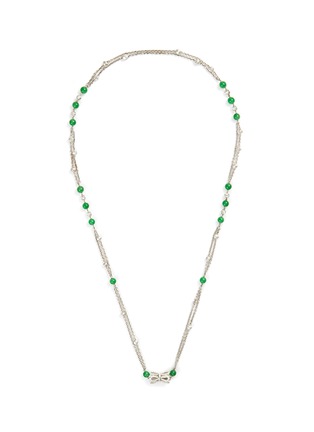 Main View - Click To Enlarge - SAMUEL KUNG - Diamond jadeite 18k white gold bow pendant necklace
