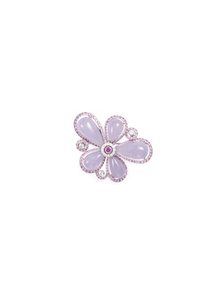 Main View - Click To Enlarge - SAMUEL KUNG - Diamond sapphire jade 18k white gold floral brooch