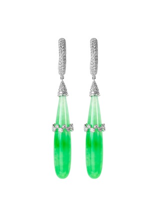 Main View - Click To Enlarge - SAMUEL KUNG - Diamond jadeite 18k white gold drop earrings