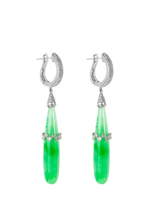 Figure View - Click To Enlarge - SAMUEL KUNG - Diamond jadeite 18k white gold drop earrings