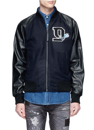 Main View - Click To Enlarge - DENHAM - Logo patch leather jacket
