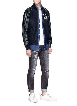 Figure View - Click To Enlarge - DENHAM - Logo patch leather jacket