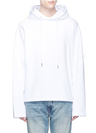 Main View - Click To Enlarge - HELMUT LANG - 'Austria' patch cutout sleeve hoodie