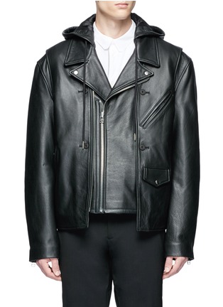 Main View - Click To Enlarge - HELMUT LANG - Detachable vest cow leather jacket