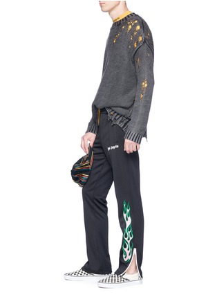 Figure View - Click To Enlarge - PALM ANGELS - Flame print track pants