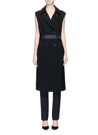 Main View - Click To Enlarge - BYT - Colourblock belted cutout back suiting coat