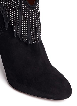 Detail View - Click To Enlarge - AQUAZZURA - 'Tina Studs' suede fringe ankle boots