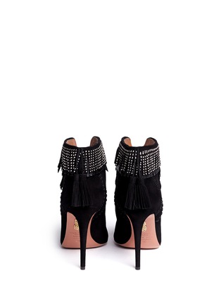Back View - Click To Enlarge - AQUAZZURA - 'Tina Studs' suede fringe ankle boots