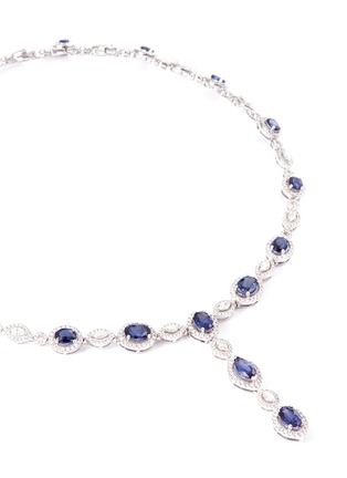 Detail View - Click To Enlarge - LC COLLECTION JEWELLERY - Diamond sapphire 18k white gold oval cutout necklace