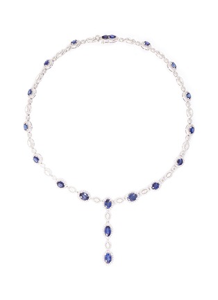 Main View - Click To Enlarge - LC COLLECTION JEWELLERY - Diamond sapphire 18k white gold oval cutout necklace