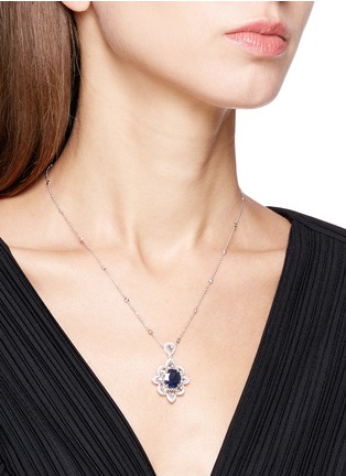 Figure View - Click To Enlarge - LC COLLECTION JEWELLERY - Diamond sapphire 18k white gold abstract star pendant necklace