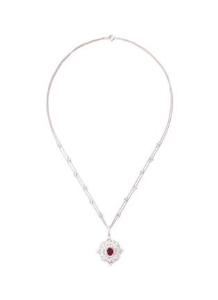 Main View - Click To Enlarge - LC COLLECTION JEWELLERY - Diamond ruby platinum and silver cutout pendant necklace