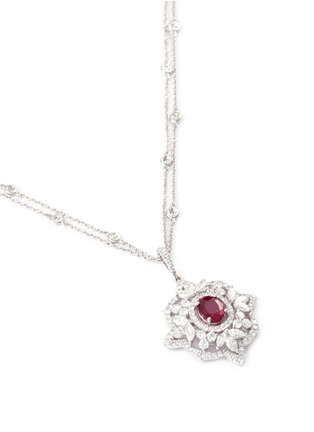 Figure View - Click To Enlarge - LC COLLECTION JEWELLERY - Diamond ruby platinum and silver cutout pendant necklace