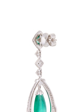 Detail View - Click To Enlarge - LC COLLECTION JEWELLERY - Diamond emerald 18k white gold teardrop earrings