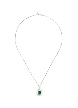 Main View - Click To Enlarge - LC COLLECTION JEWELLERY - Diamond emerald platinum and silver pendant necklace