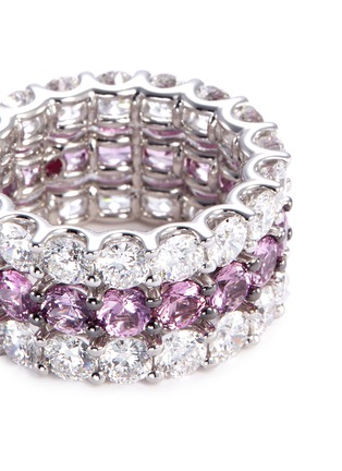 Detail View - Click To Enlarge - ROBERTO COIN - 'Zaffiri Cento' diamond sapphire 18k white gold ring