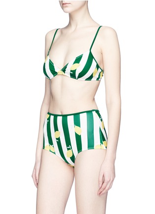 Figure View - Click To Enlarge - SOLID & STRIPED - 'Brigitte' lemon print stripe triangle bikini top