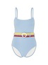 Main View - Click To Enlarge - SOLID & STRIPED - 'The Nina' belted ribbed one-piece swimsuit