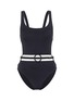 Main View - Click To Enlarge - SOLID & STRIPED - 'The Joan' belted cutout waist one-piece swimsuit