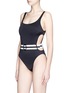 Figure View - Click To Enlarge - SOLID & STRIPED - 'The Joan' belted cutout waist one-piece swimsuit