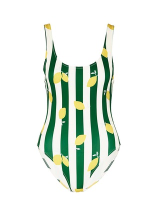 Main View - Click To Enlarge - SOLID & STRIPED - 'Anne Marie' lemon print stripe one-piece swimsuit