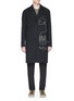 Main View - Click To Enlarge - INDICE STUDIO - 'Soloist' abstract face embroidered patchwork coat