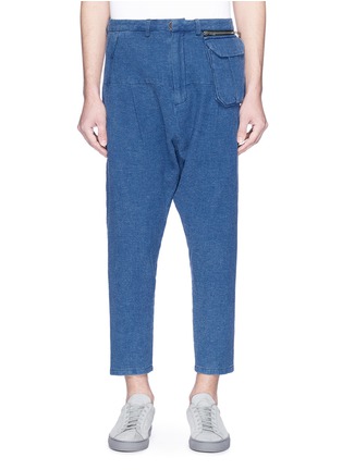 Main View - Click To Enlarge - INDICE STUDIO - 'Stoic' slogan embroidered waffle pants