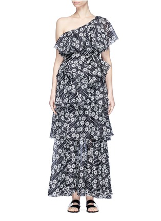 Main View - Click To Enlarge - LISA MARIE FERNANDEZ - 'Arden' polka dot daisy print ruffle one-shoulder dress