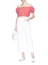 Figure View - Click To Enlarge - LISA MARIE FERNANDEZ - 'Leandra' daisy broderie anglaise off-shoulder cropped top