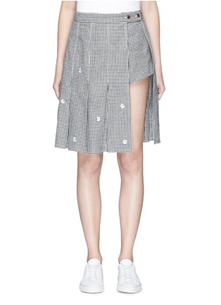 Main View - Click To Enlarge - 73184 - 'Claire' floral embroidered pleated overlay gingham check skort