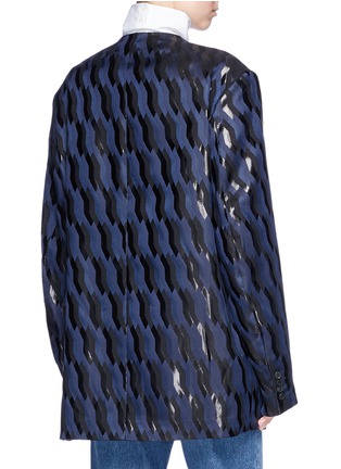 Back View - Click To Enlarge - DRIES VAN NOTEN - 'Bomai' zigzag lamé jacquard oversized suiting jacket