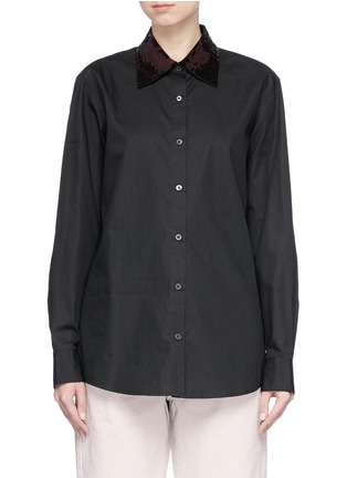 Main View - Click To Enlarge - DRIES VAN NOTEN - 'Clavell' sequinned collar poplin shirt