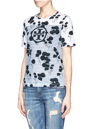 Front View - Click To Enlarge - TORY BURCH - 'Gabriel' floral print and stripe T-shirt