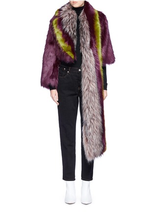 Main View - Click To Enlarge - DRIES VAN NOTEN - 'Ferry' asymmetric cropped faux fur jacket