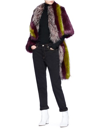Figure View - Click To Enlarge - DRIES VAN NOTEN - 'Ferry' asymmetric cropped faux fur jacket