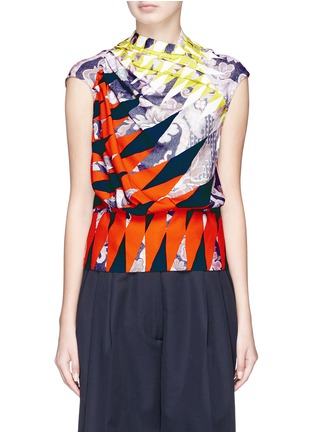 Main View - Click To Enlarge - DRIES VAN NOTEN - 'Charle' mixed print pleated crepe top